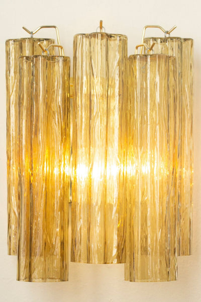 Italian Murano amber glass tube wall lamp