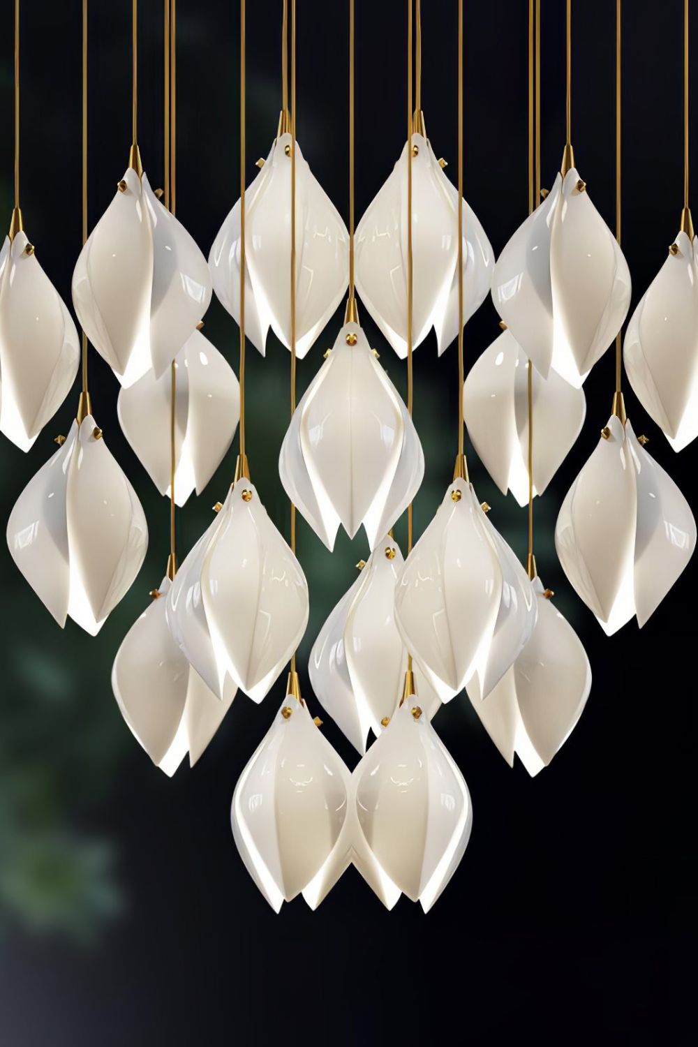 Gold Stem Ceramic Flower Chandelier