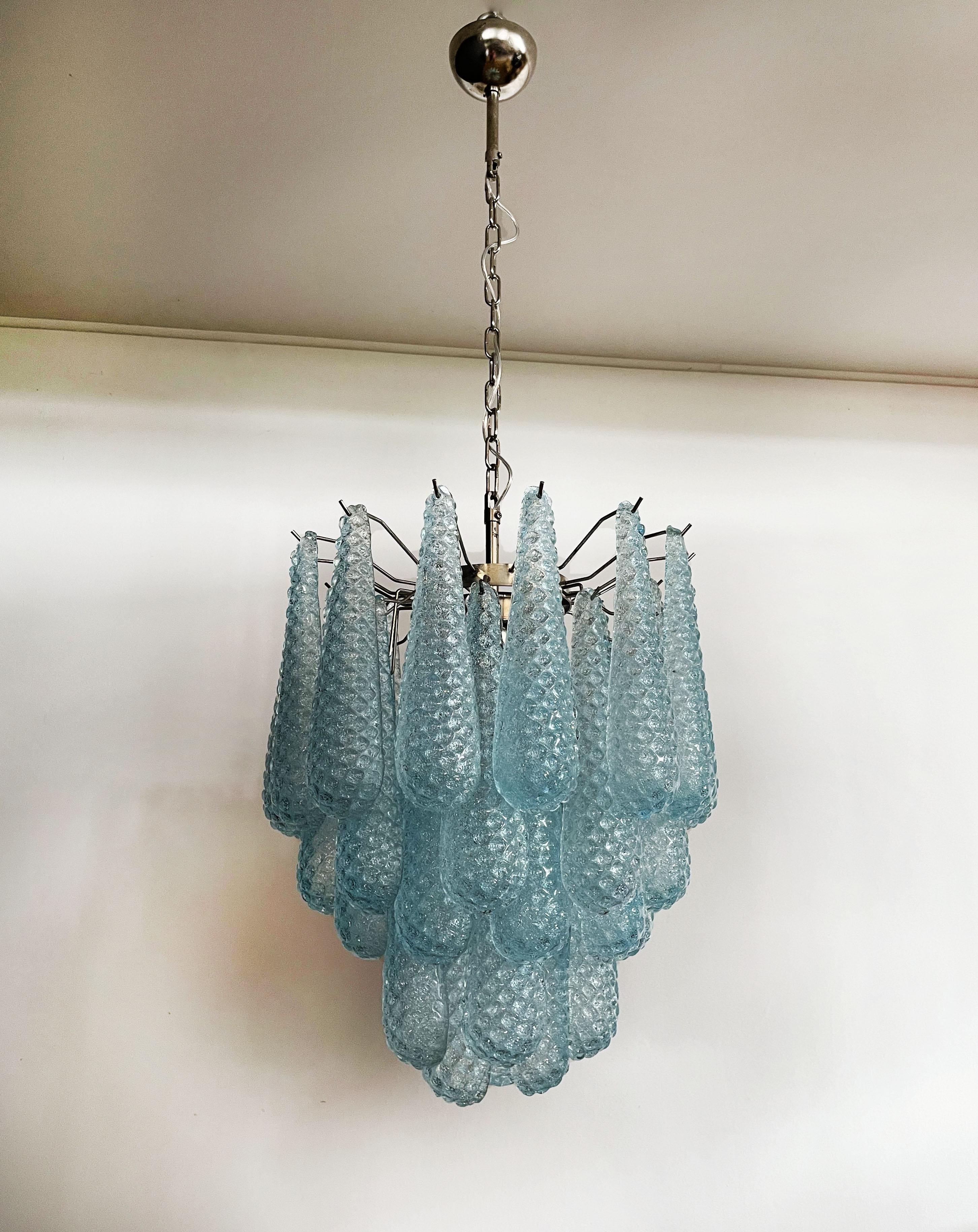 Vintage Italian Blue Murano Teardrop Chandelier