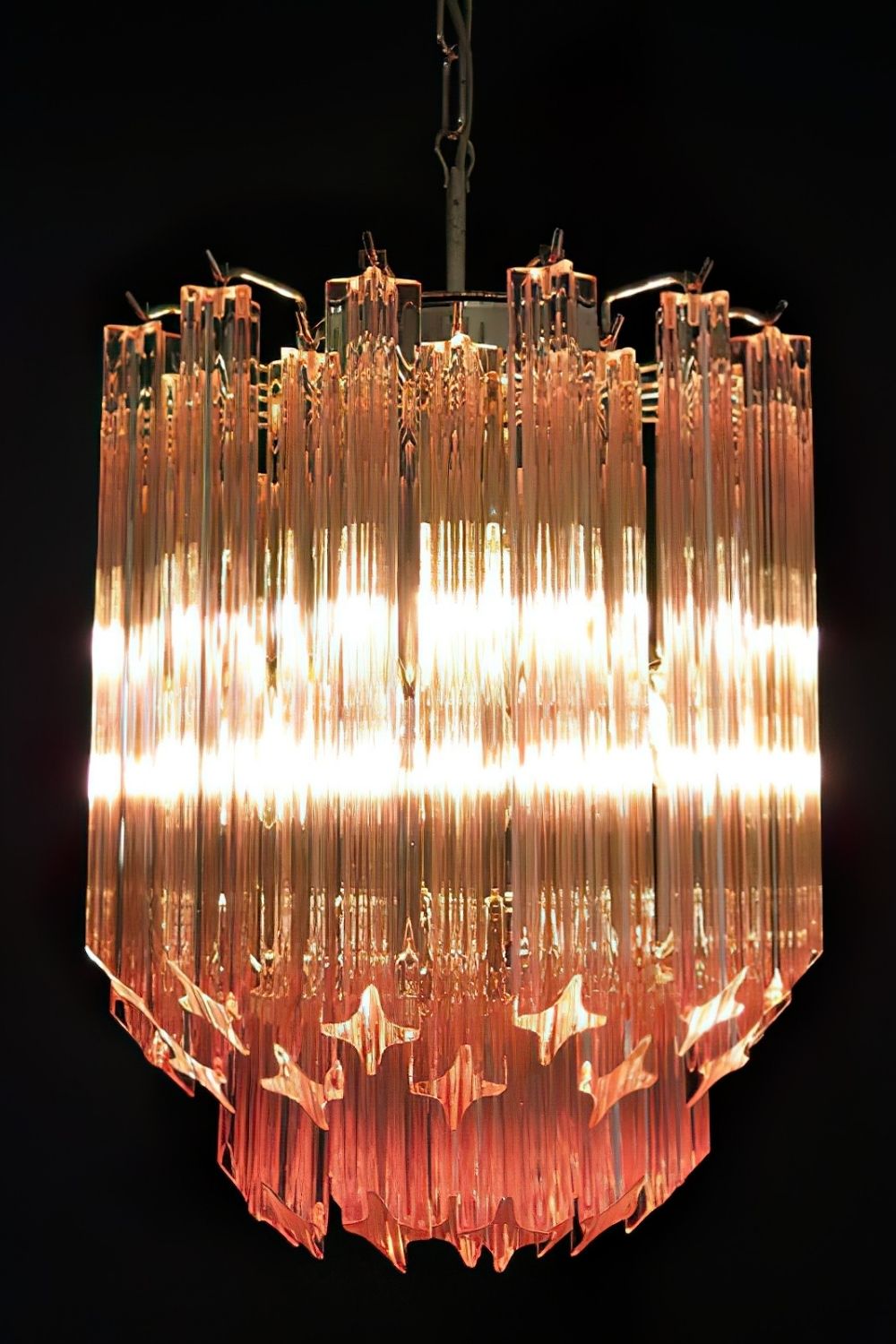 Murano Pink Quadriedri Glass Chandelier