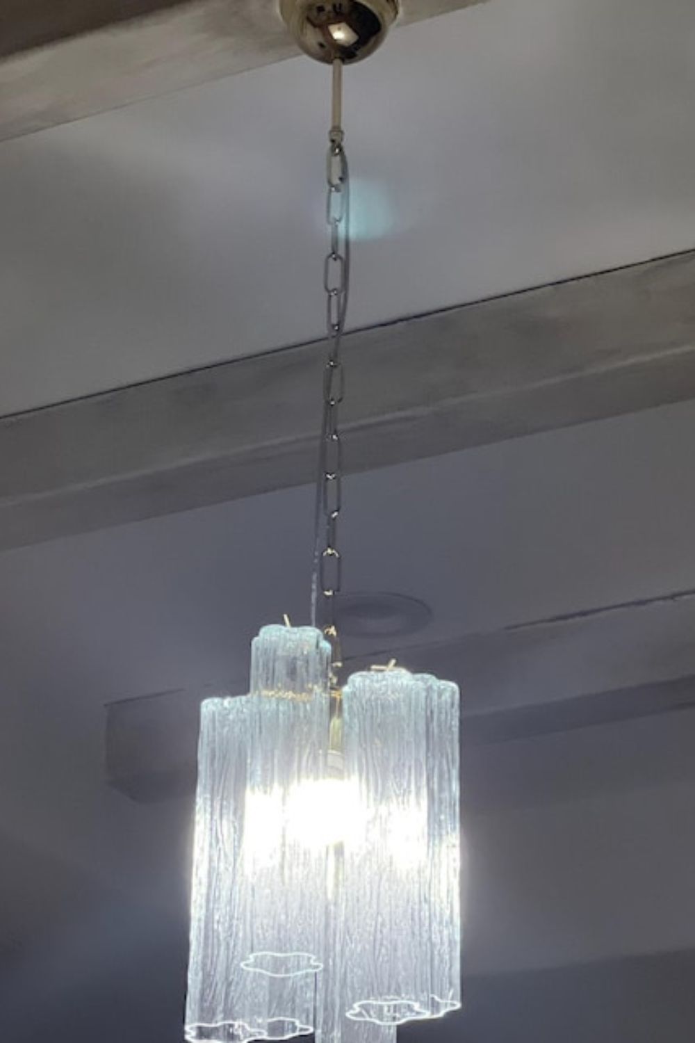 Clear Glass Tronchi Suspension Lamp, 1990s