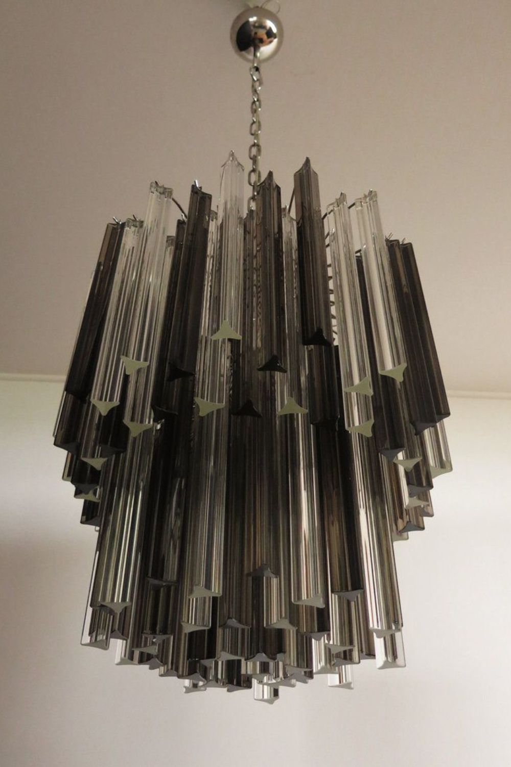 Smoked and Clear Murano Glass Prism Chandelier