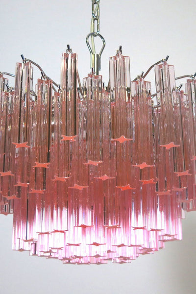 Venetian Pink Crystal Tube Murano Chandelier