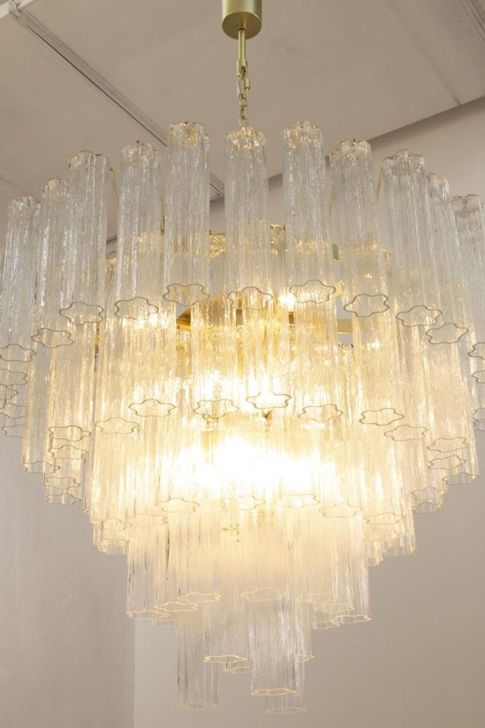 1990s Tronchi Murano Glass Cascade Chandelier