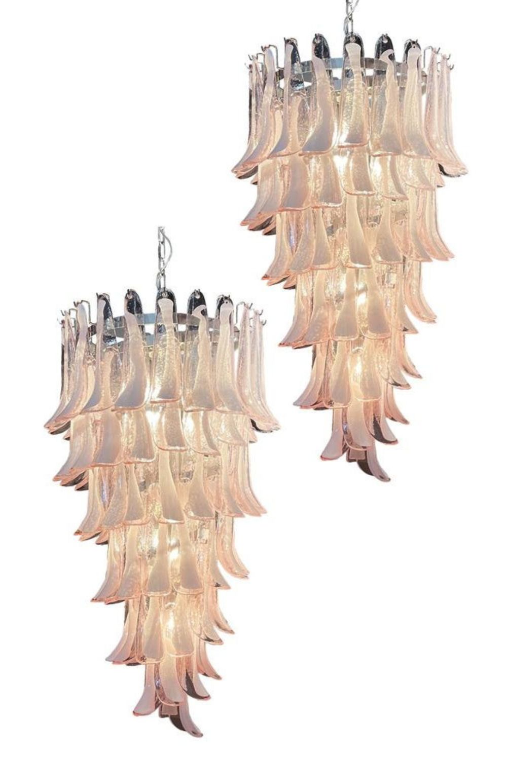 Italian Vintage Pink Spiral Murano Chandelier