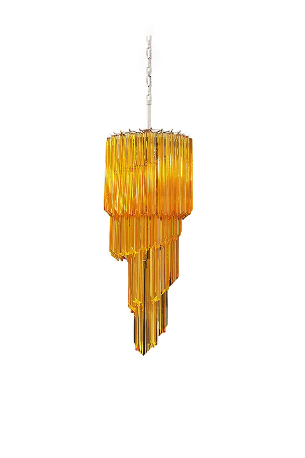 Amber Murano Glass Prism Spiral Chandelier