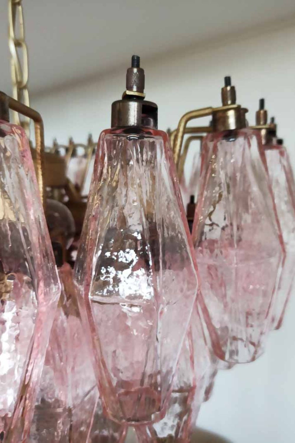 Murano Poliedri Pink Glass Chandelier