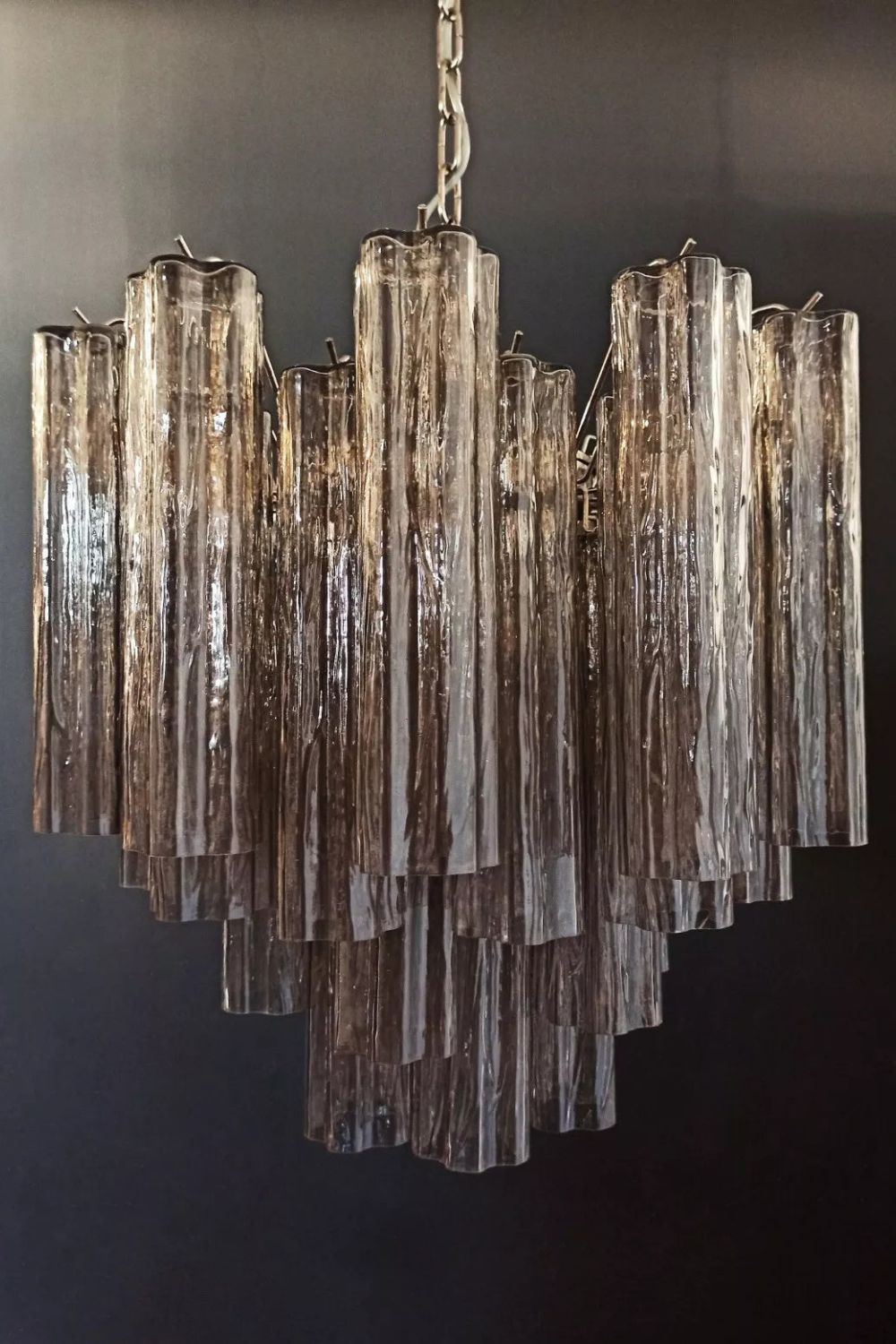 Smoked Murano Glass 36-Tube Chandelier