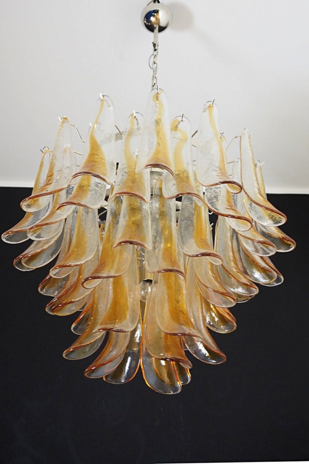 Mazzega Amber Glass Petal Chandelier