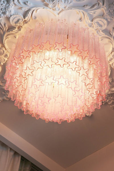 Large Pink Murano Glass Tronchi Ceiling Light