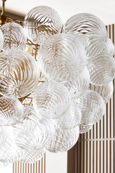 Modern Gold and Clear Glass Sphere Chandelier