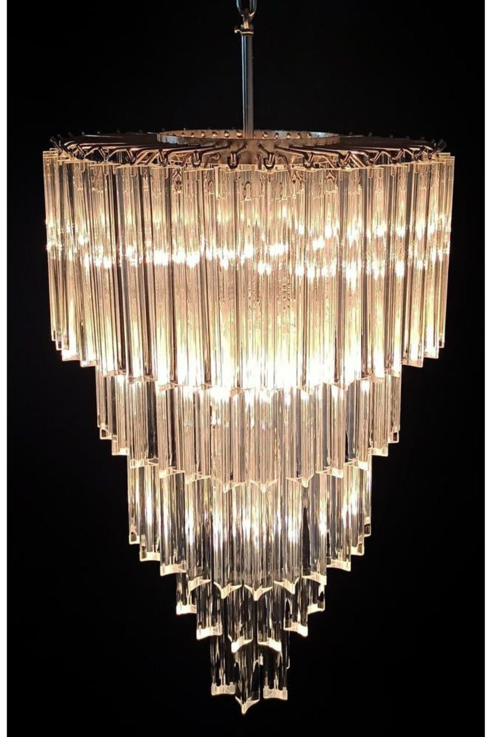 Transparent Murano Glass Prism Tiered Chandelier