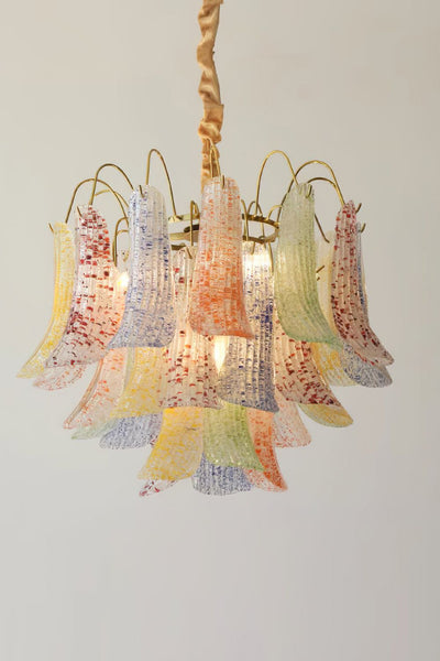 Mazzega Murano Petal Stained Glass Chandelier