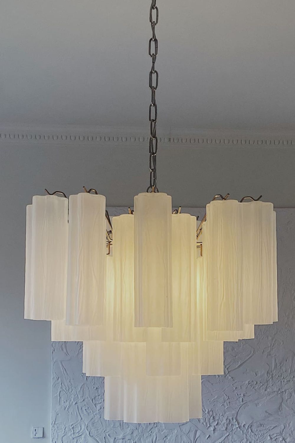 Murano Opal Tube  Chandelier - 36 tubes