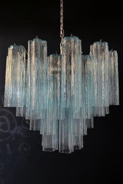 1990s Murano blue glass tube chandelier