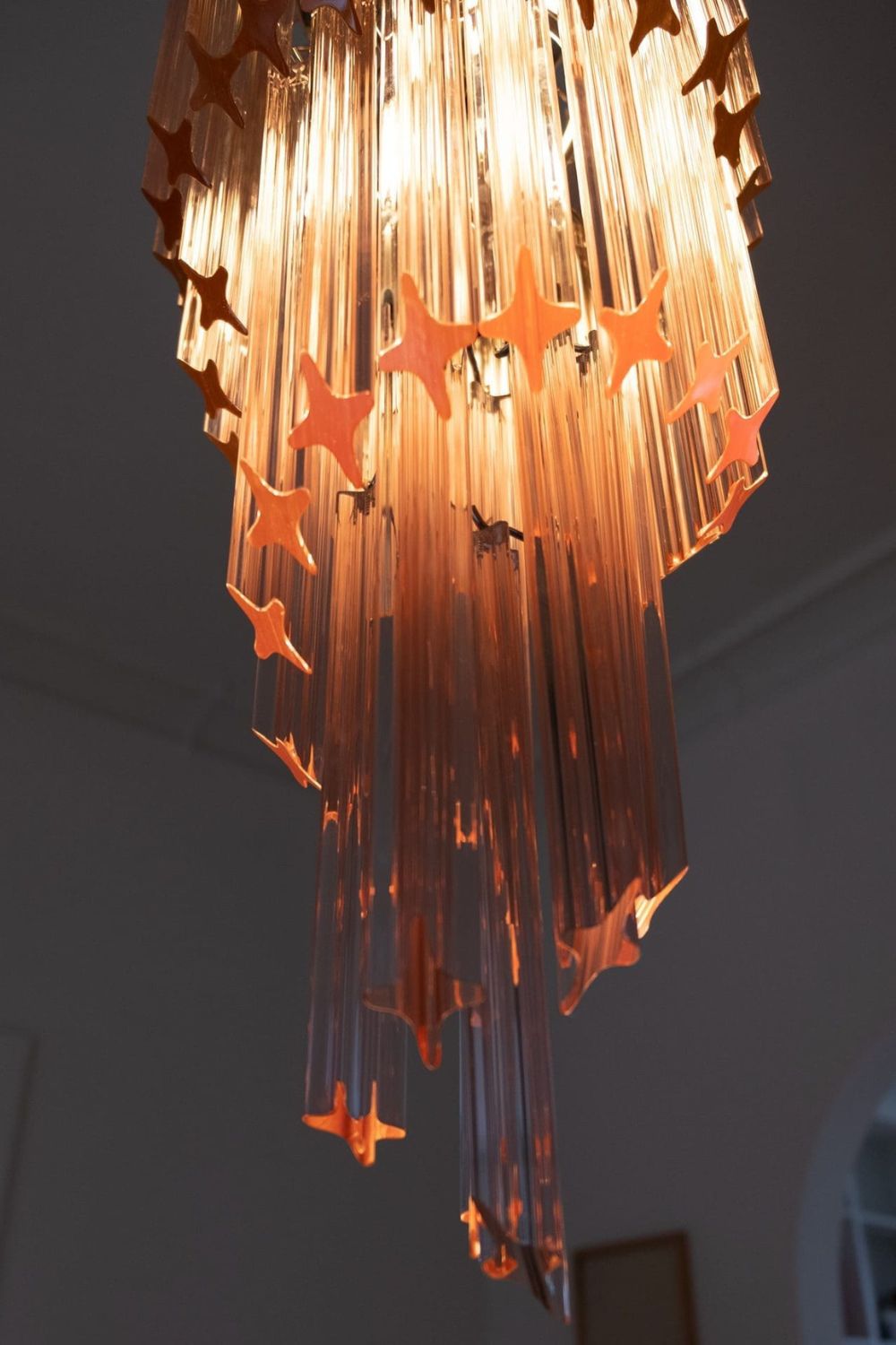 Pink Murano Glass Prism Spiral Chandelier