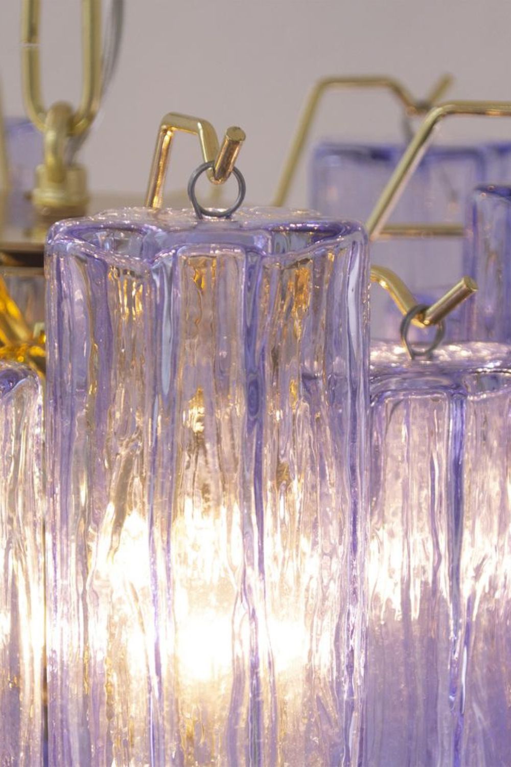 Vintage Murano Blue-Purple Glass Tube Chandelier