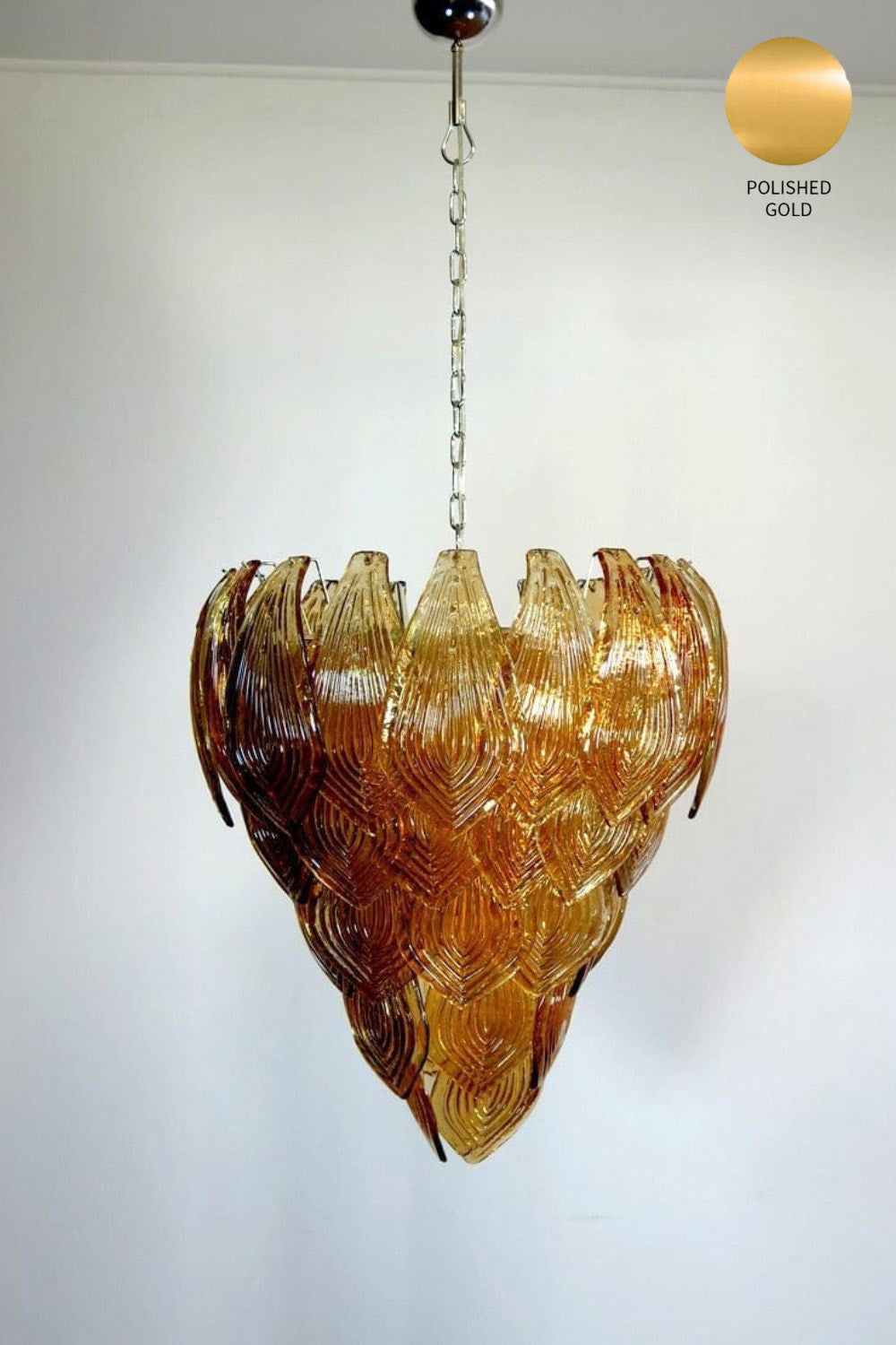 Murano Style Amber Felci Glass Chandelier