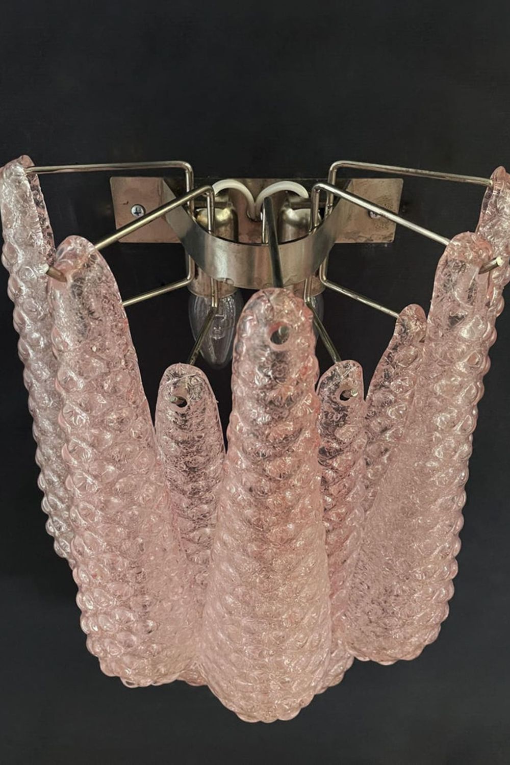 1970s Pink Murano Glass Petal Wall Lamp