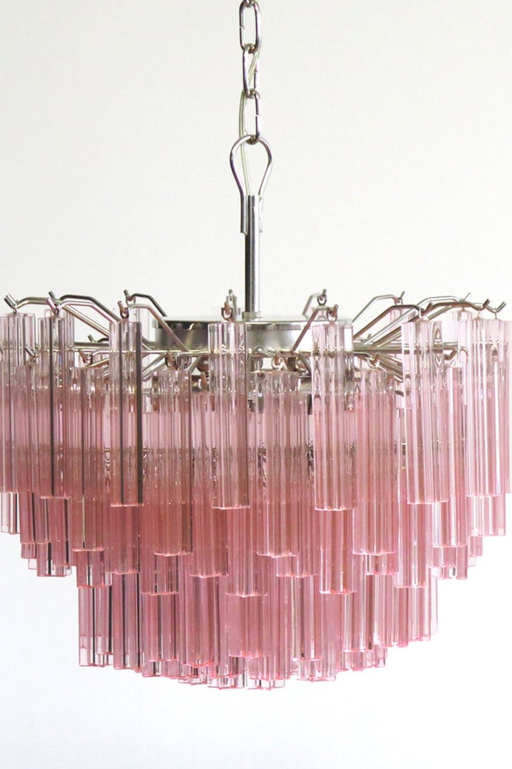 Venetian Pink Crystal Tube Murano Chandelier