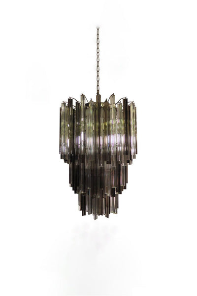 Smoked and Clear Murano Glass Prism Chandelier