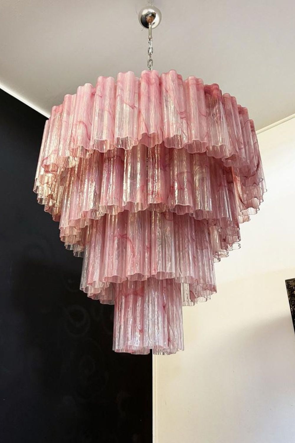 murano red cloud glass multi-layer chandelier, 1990