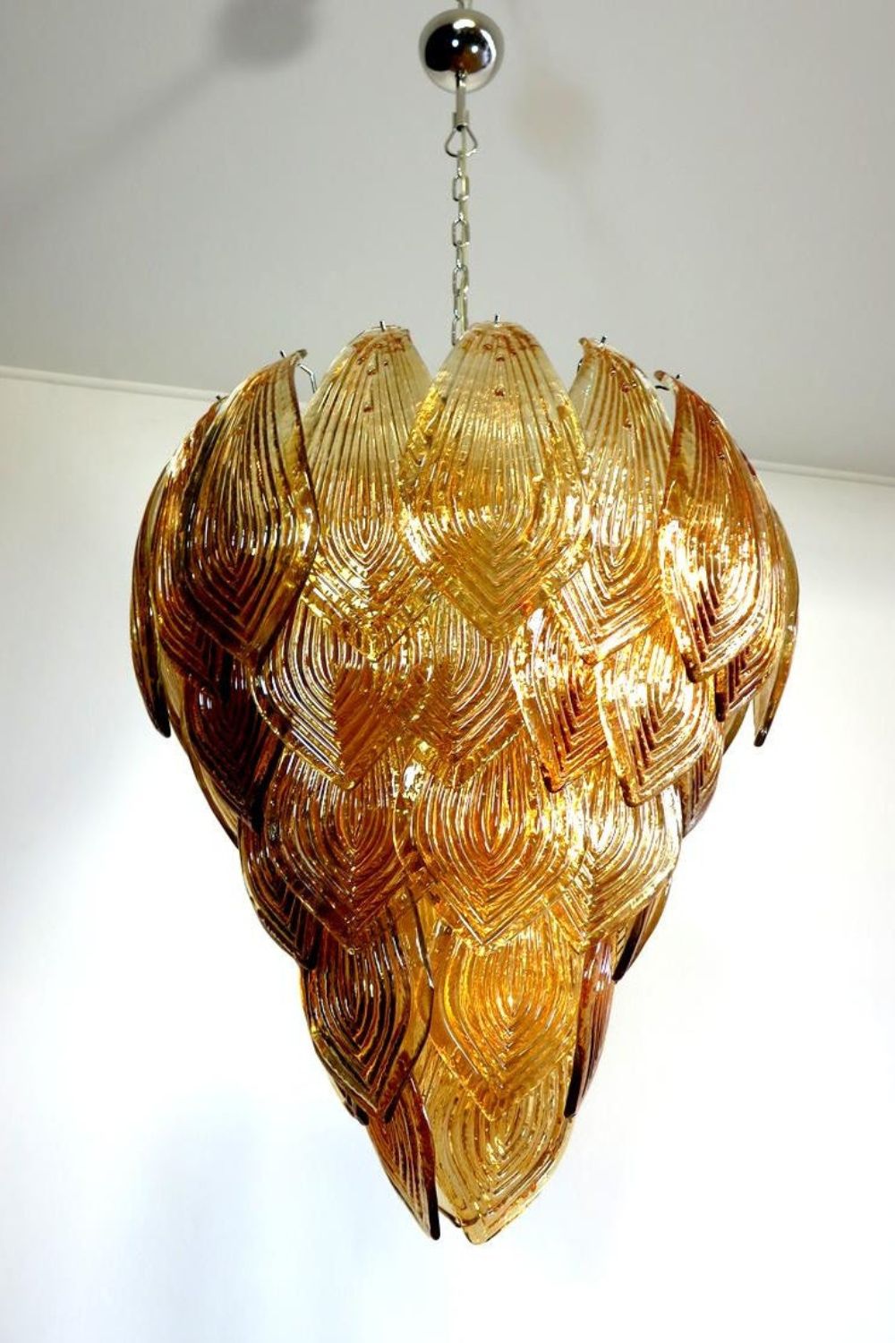 Murano Style Amber Felci Glass Chandelier