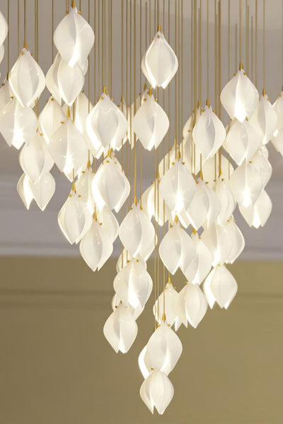 Gold Stem Ceramic Flower Chandelier