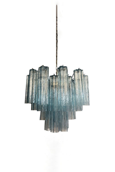 1990s Murano blue glass tube chandelier