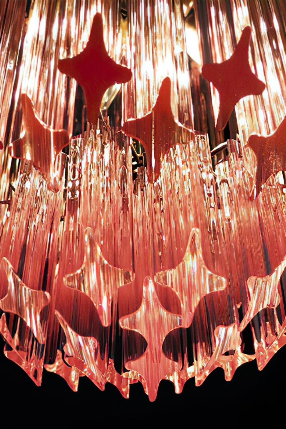 Murano Pink Quadriedri Glass Chandelier