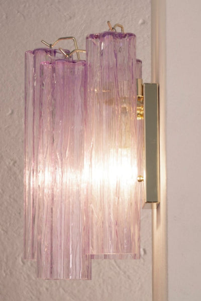 Handcrafted Murano Violet Glass Wall Lamp