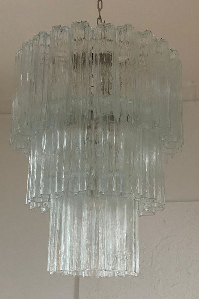 52-Tube Clear Murano Glass Chandelier