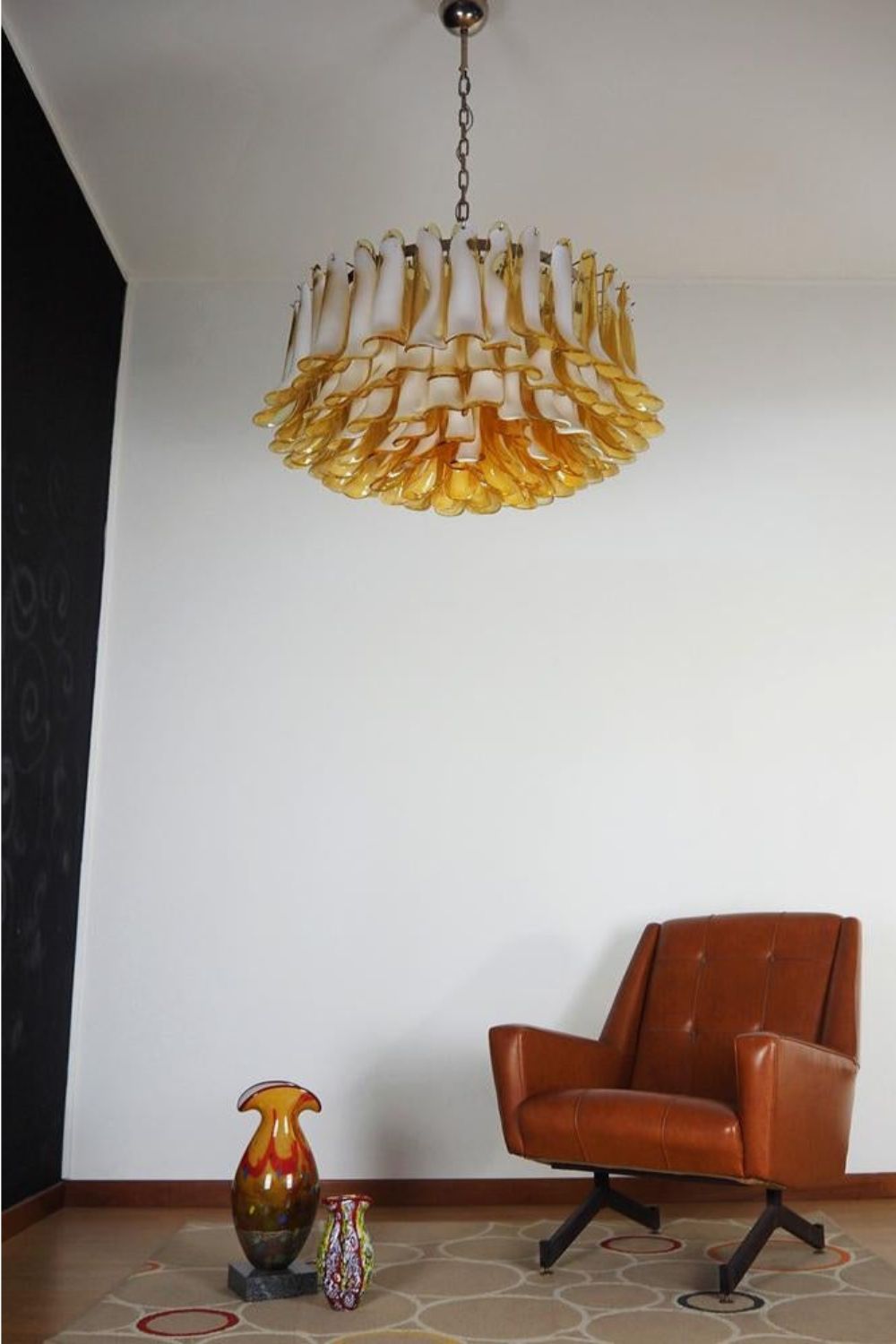 Amber Murano Glass Petal Chandelier