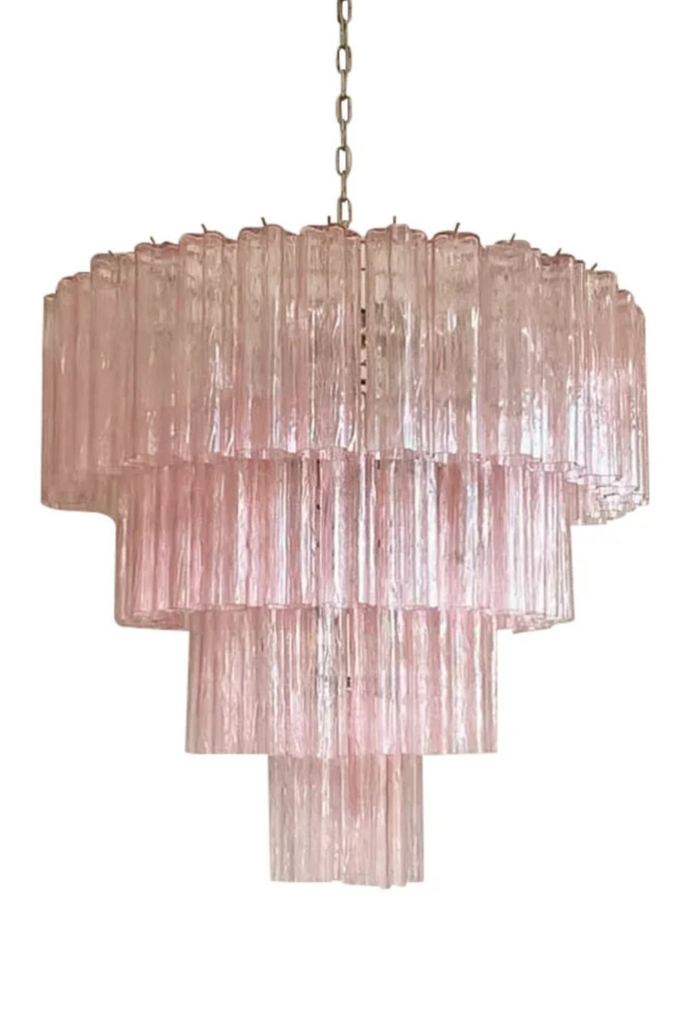 Large Pink Murano Glass Tiered Chandelier