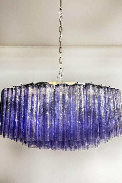 Italian Modernist Purple Murano Glass Tube Chandelier