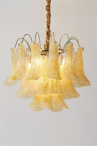 Mazzega Murano Petal Stained Glass Chandelier