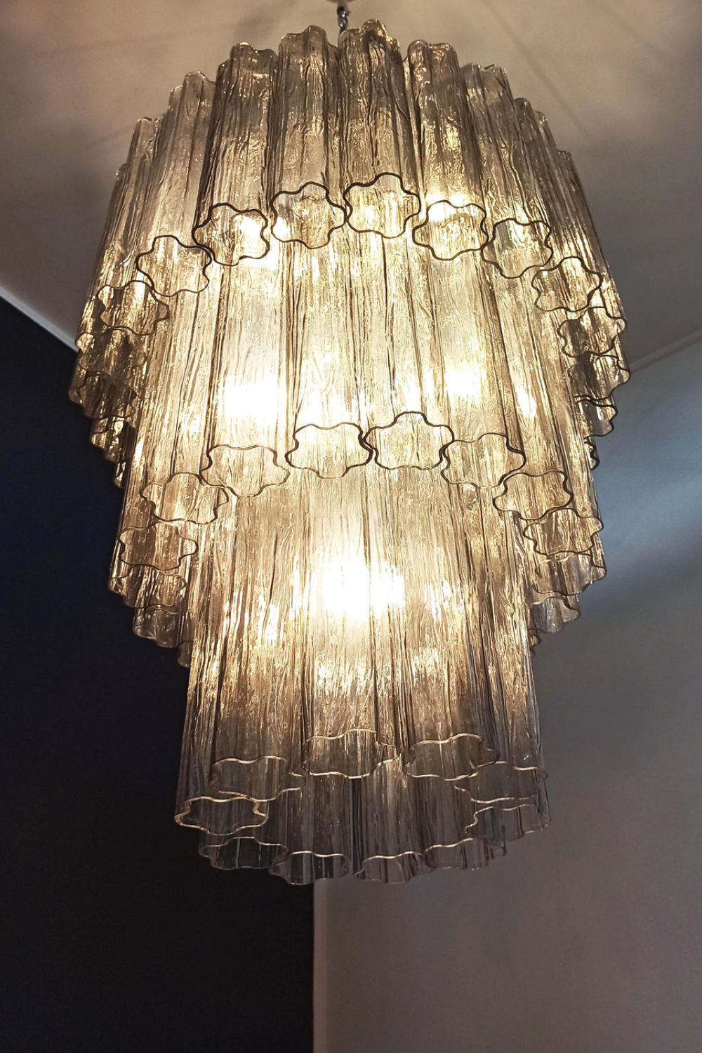 Modern Smoked Glass Tube Murano Chandelier