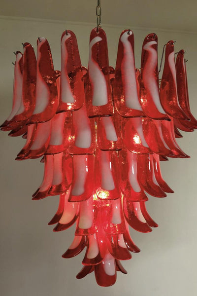 Mid-Century Red Murano Glass Petal Chandelier