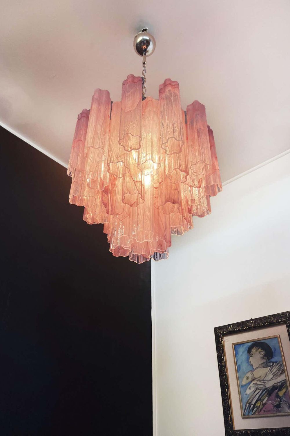 Pink Murano Glass Tree Branch Chandelier