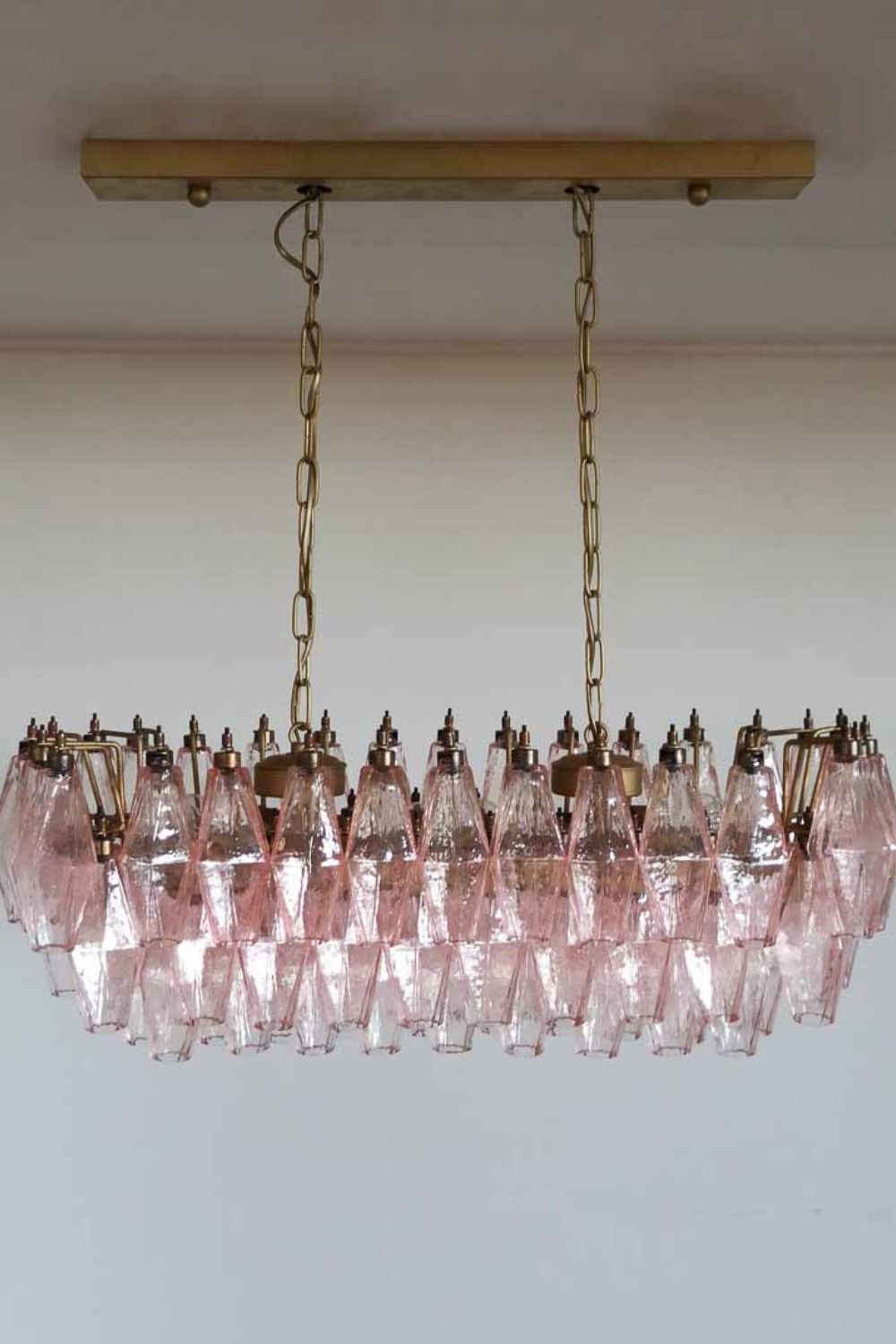 Murano Poliedri Pink Glass Chandelier