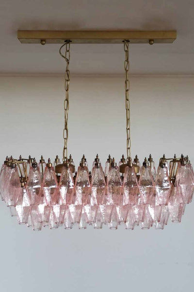 Murano Poliedri Pink Glass Chandelier