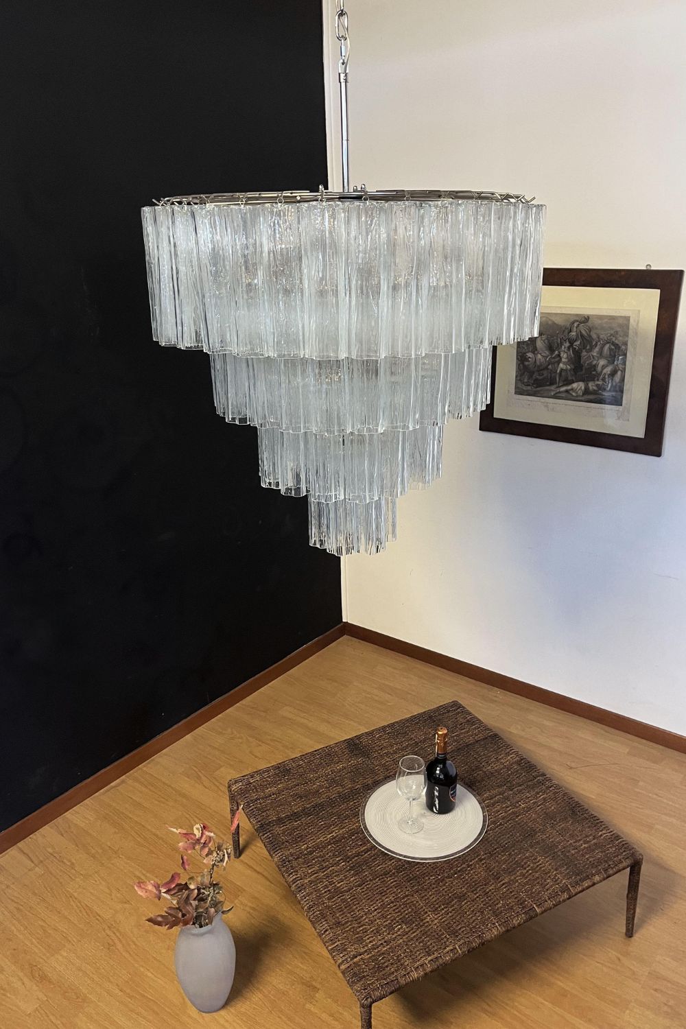 Murano clear glass tiered chandelier, 78 lamps