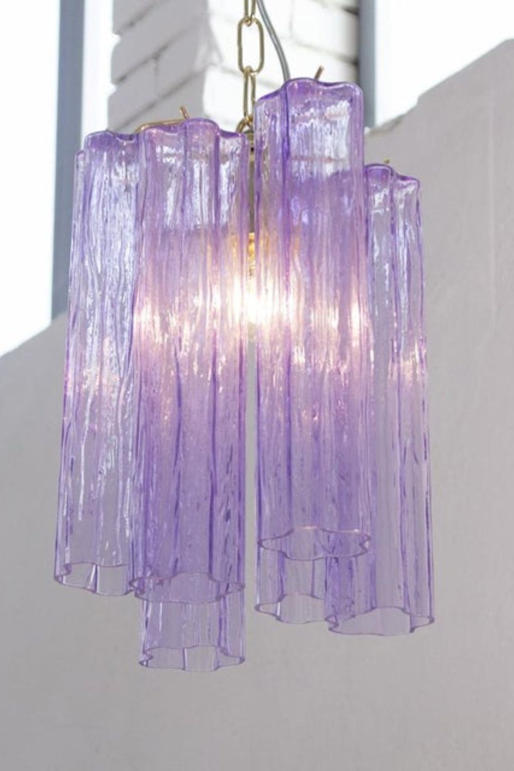 Italian Murano Style Purple Tronchi Chandelier