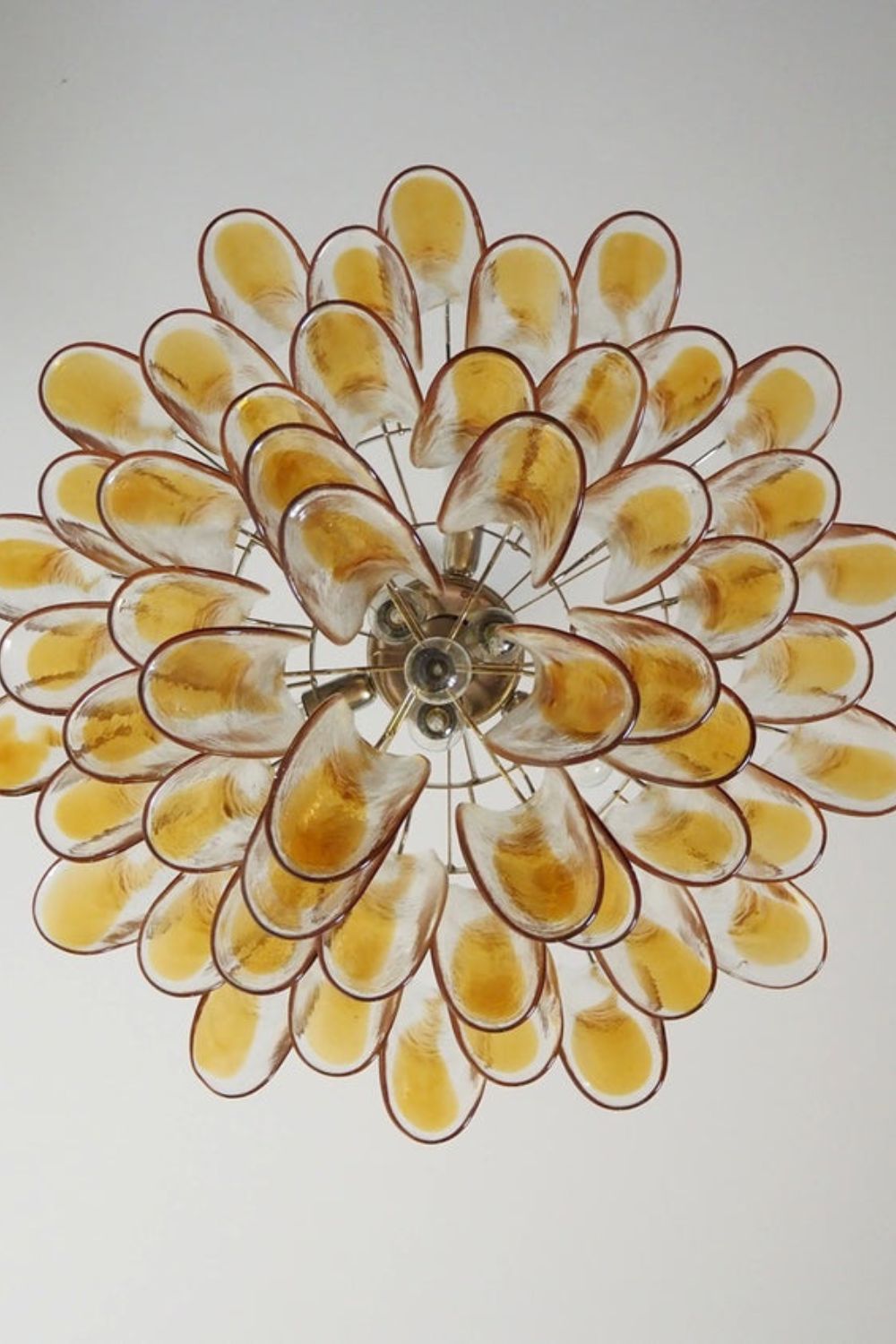 Mazzega Amber Glass Petal Chandelier