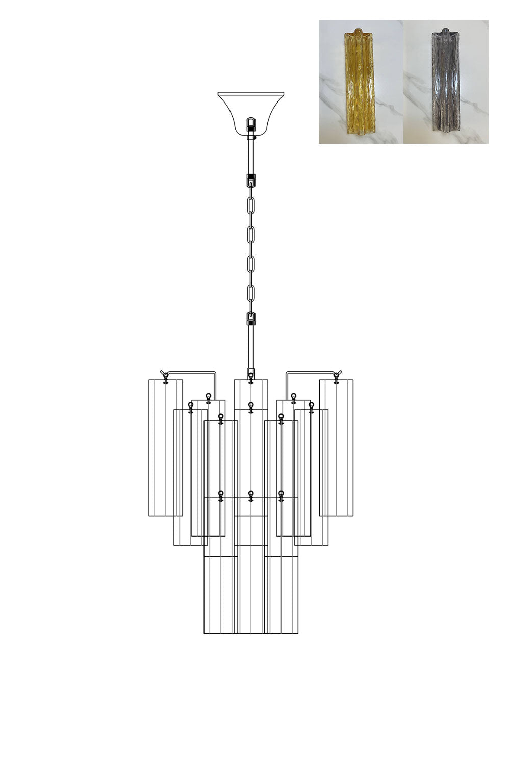 Murano Glass Tronchi Chandelier