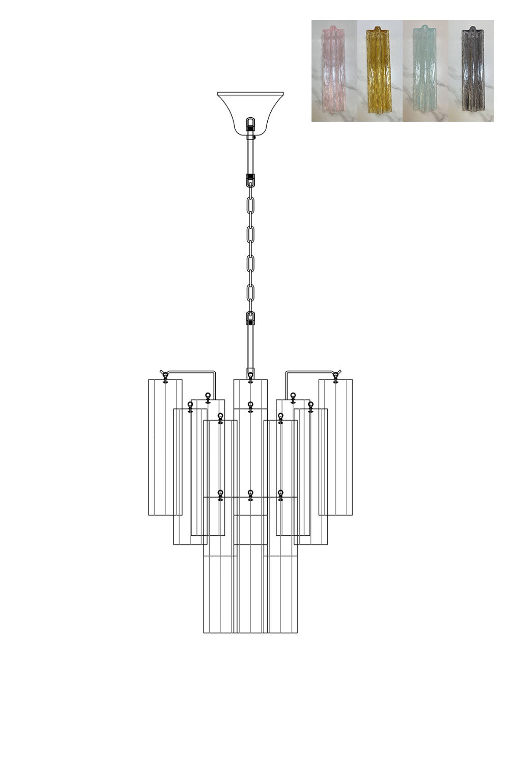 Murano Glass Tronchi Chandelier