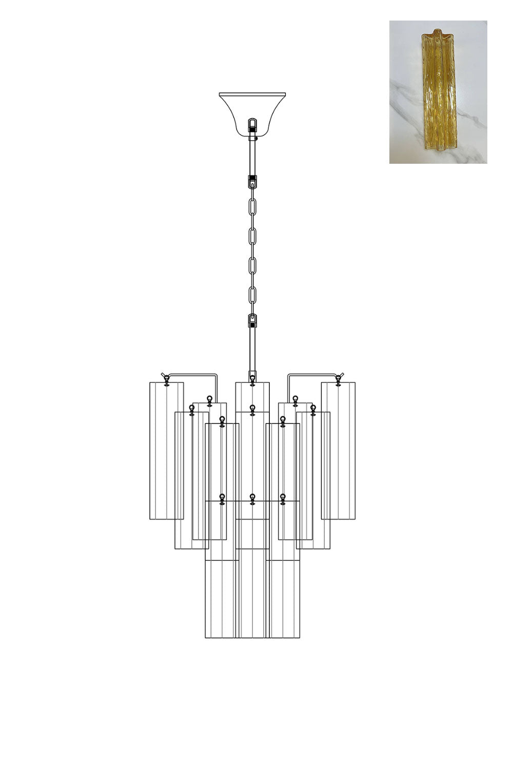 Murano Glass Tronchi Chandelier