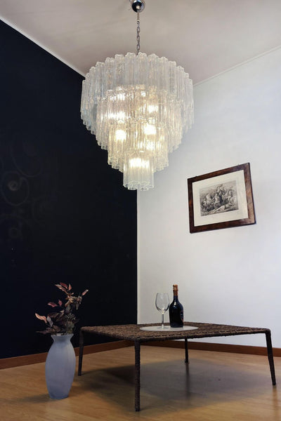 Murano clear glass tiered chandelier, 78 lamps