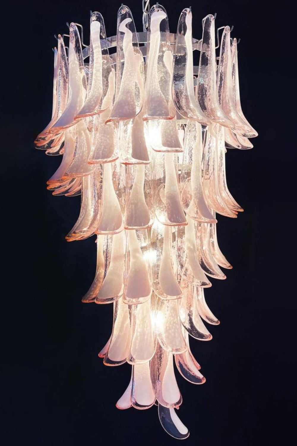 Italian Vintage Pink Spiral Murano Chandelier