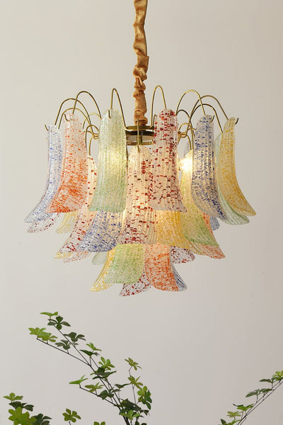 Mazzega Murano Petal Stained Glass Chandelier